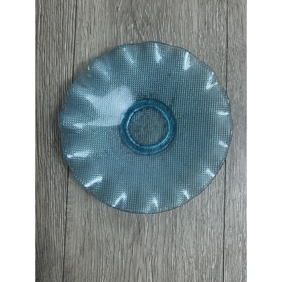 Vintage Blue Ruffled Edge Waffle Bowl & Saucer Colony Glass? - Picture 7 of 10